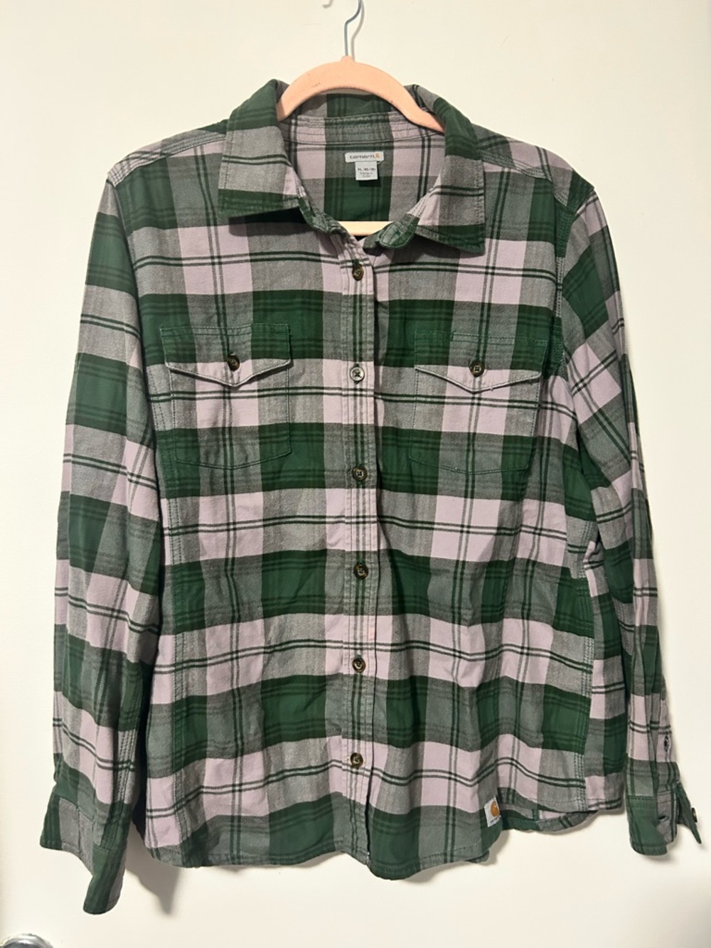 Carhartt Green & Light Lavender Plaid Shirt